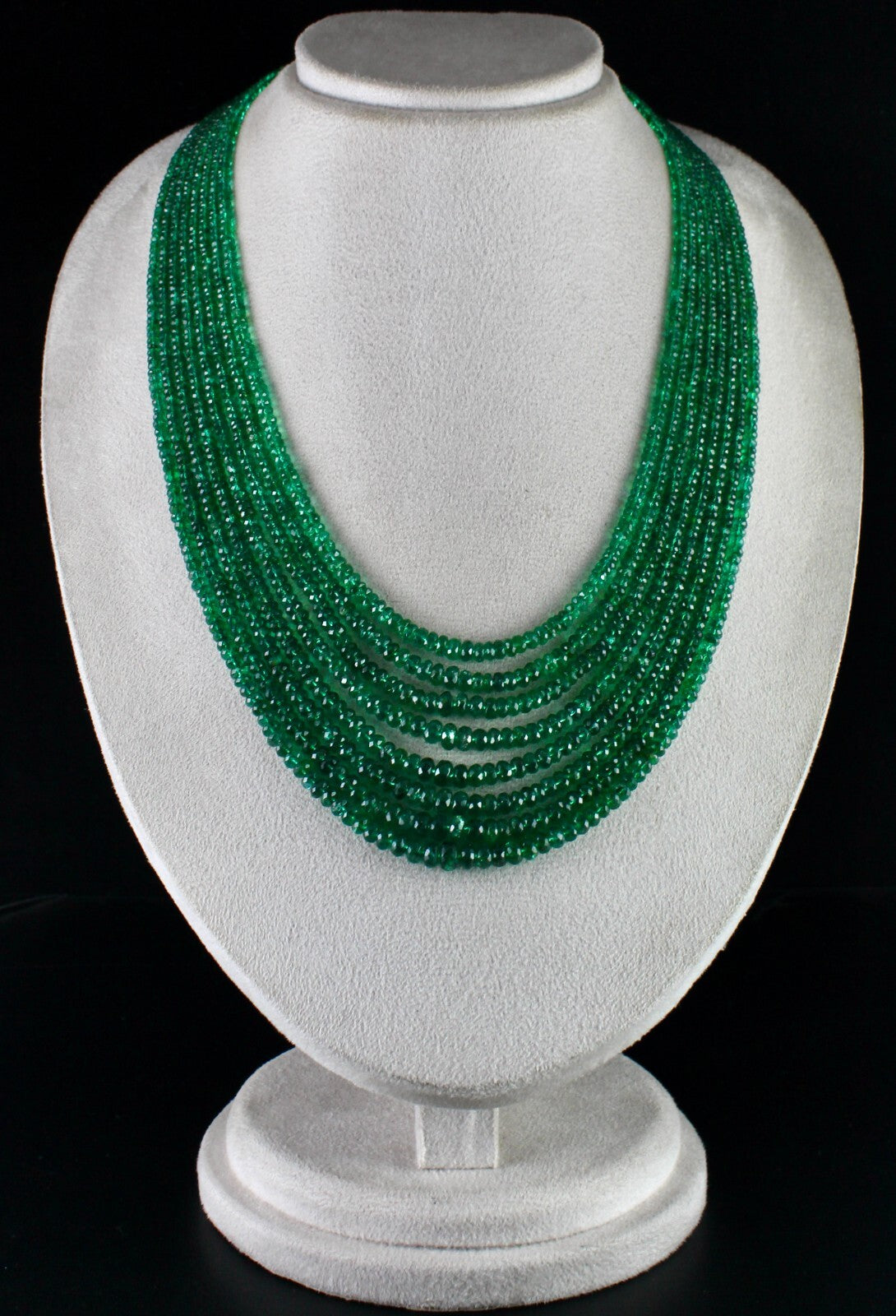 Natural Zambian Emerald Necklace 599 Ct Faceted Round Beads Certified Jewelry