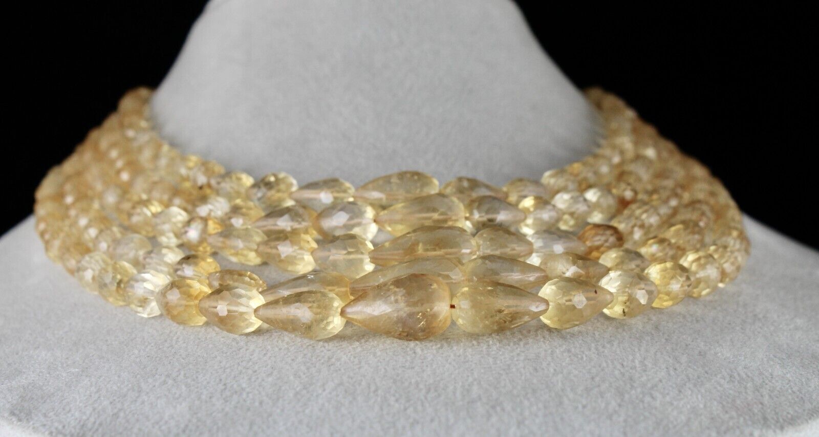 Natural Yellow Citrine Beads Faceted Drops 5 L 787 Ct Gemstone Designer Necklace