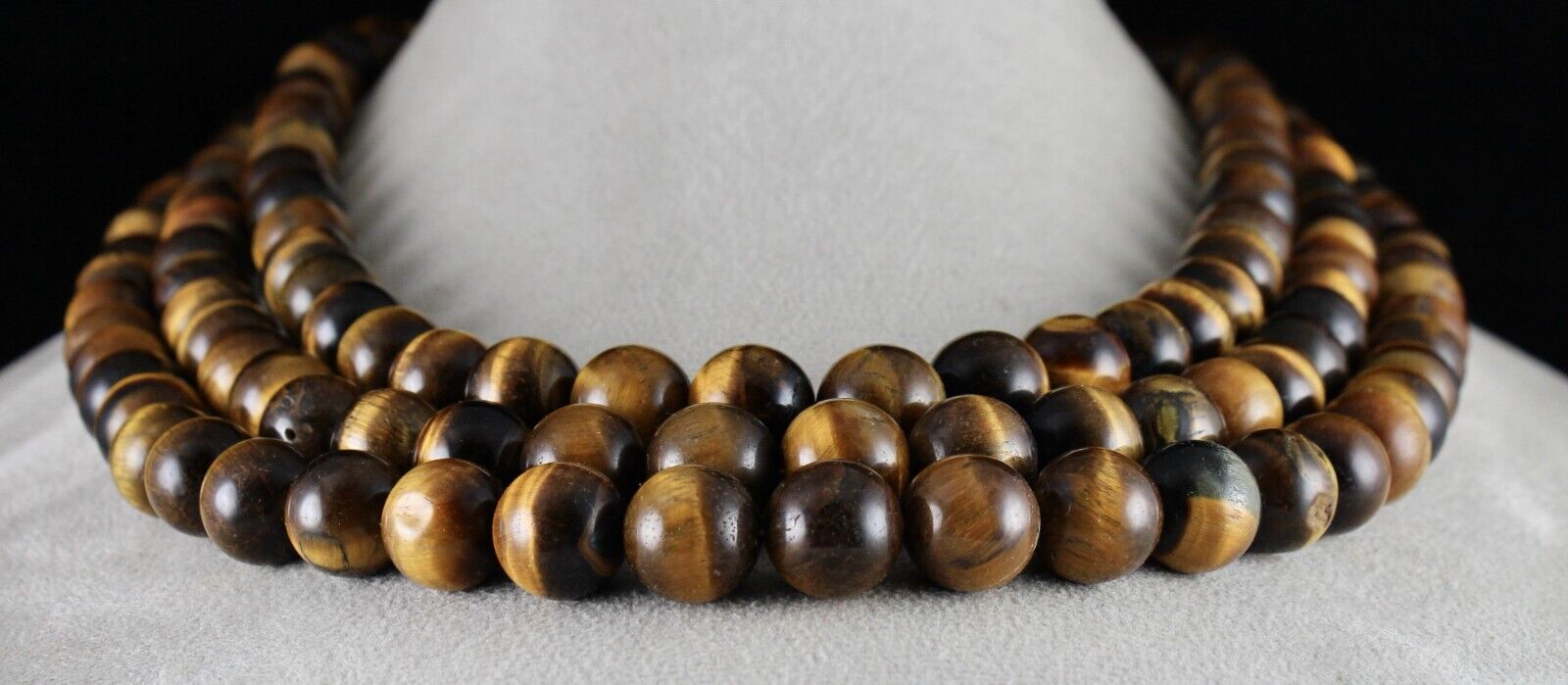 Natural Tiger Eye Beads Round 3 L 2016 Ct Big Gemstone Antique Fashion Necklace