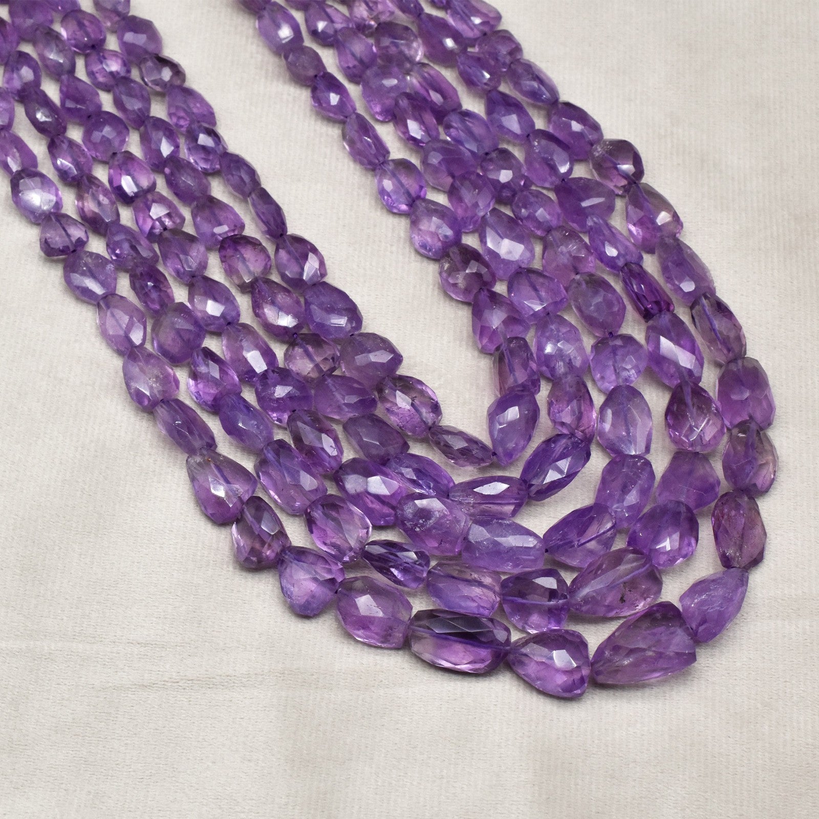 Natural Amethyst Faceted Tumble Beaded Necklace 5L 1425 Ct – Purple Gemstone