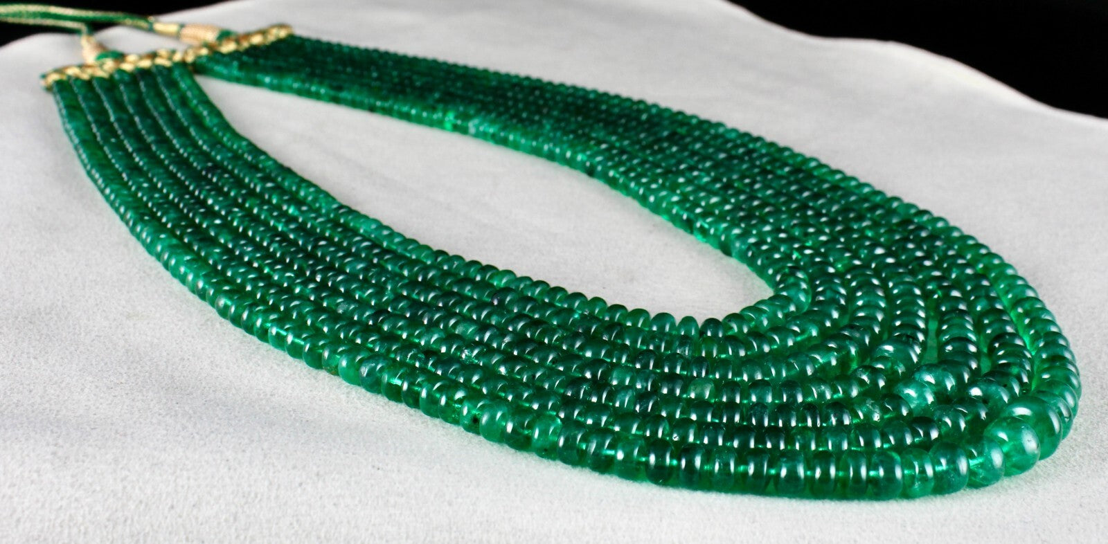 Certified Natural Zambia Emerald Beads 832ct Gemstone Necklace 7 Line