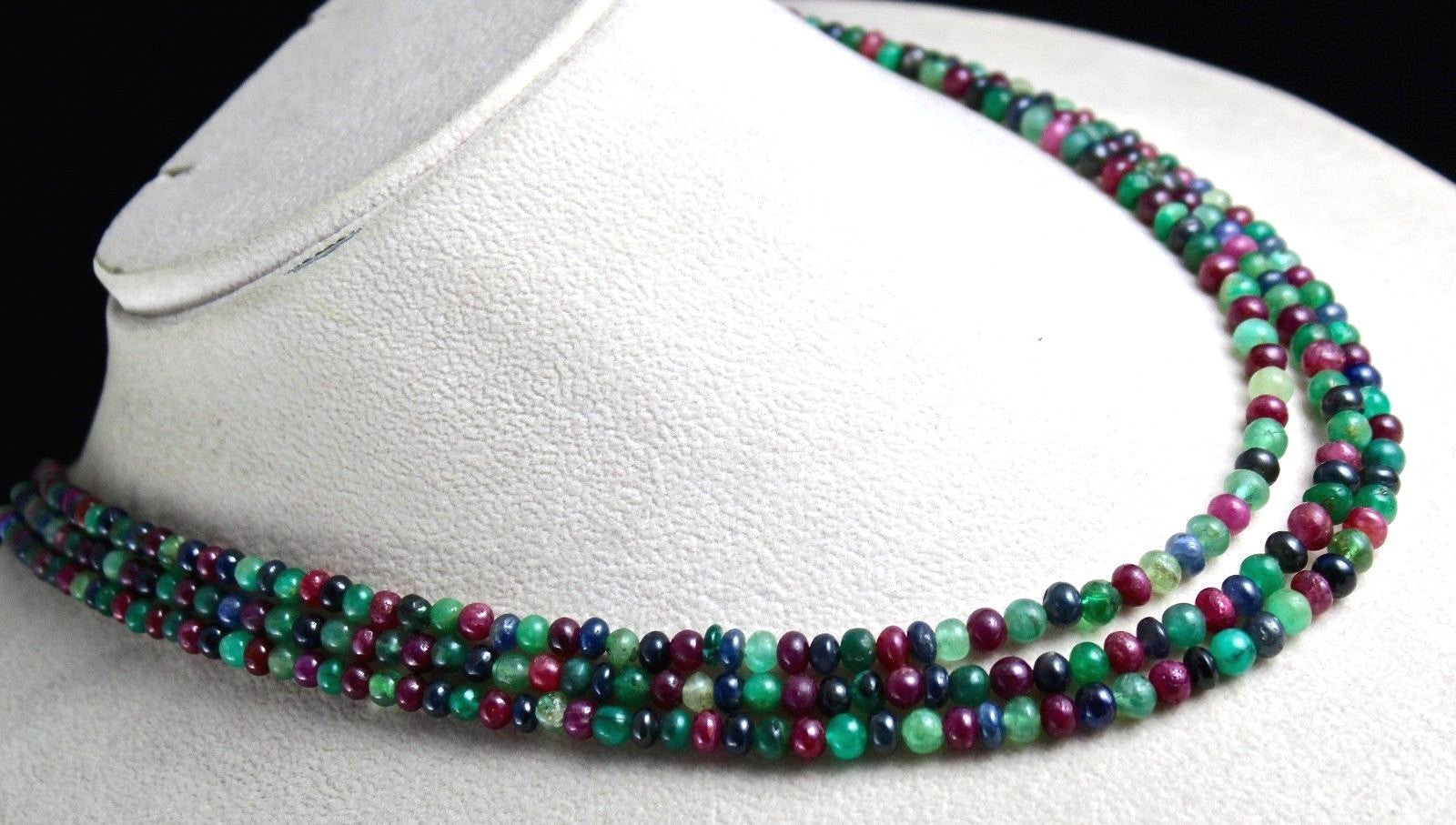 Certified Natural Emerald Ruby Sapphire 303ct Gemstone Necklace For Women