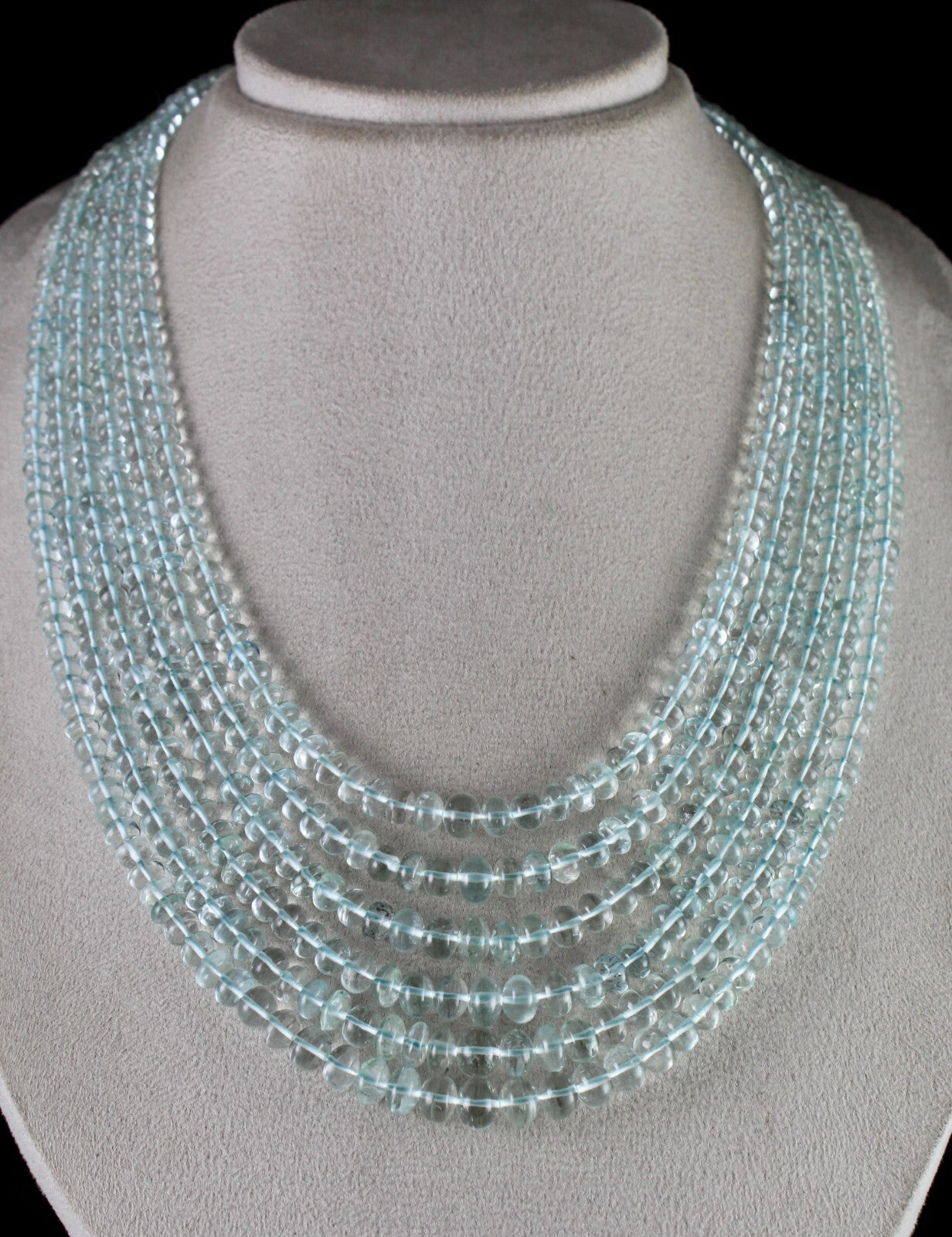 Certified Natural Blue Aquamarine 833 Ct Beads Round Finest Necklace For Women