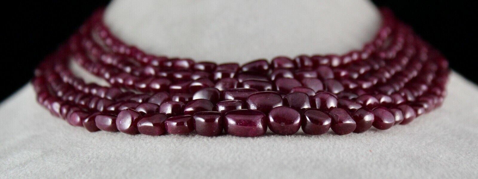 NATURAL UNTREATED RUBY TUMBLE LONG BEADS 6 LINE 782 CTS GEMSTONE LADIES NECKLACE