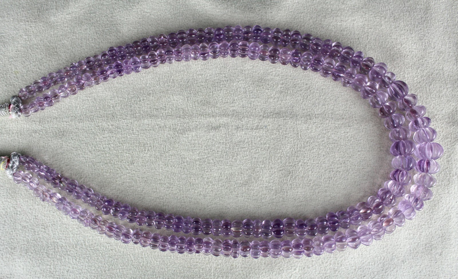 Certified Natural Pink Amethyst 461 Ct Carved Beads Necklace 2 Line For Women