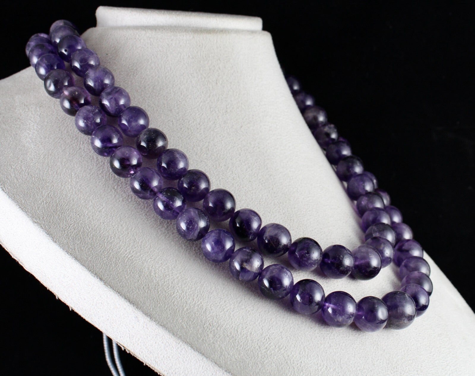 Big Natural Amethyst Beads Necklace Round 17mm 1524 Ct Purple Gemstone Finest 2l