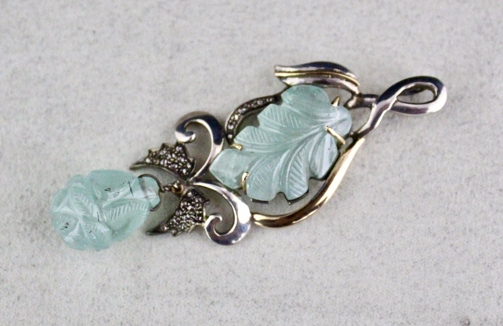 Certified Aquamarine 10ct Natural Diamond 18k Sterling Silver Victorian Pendant