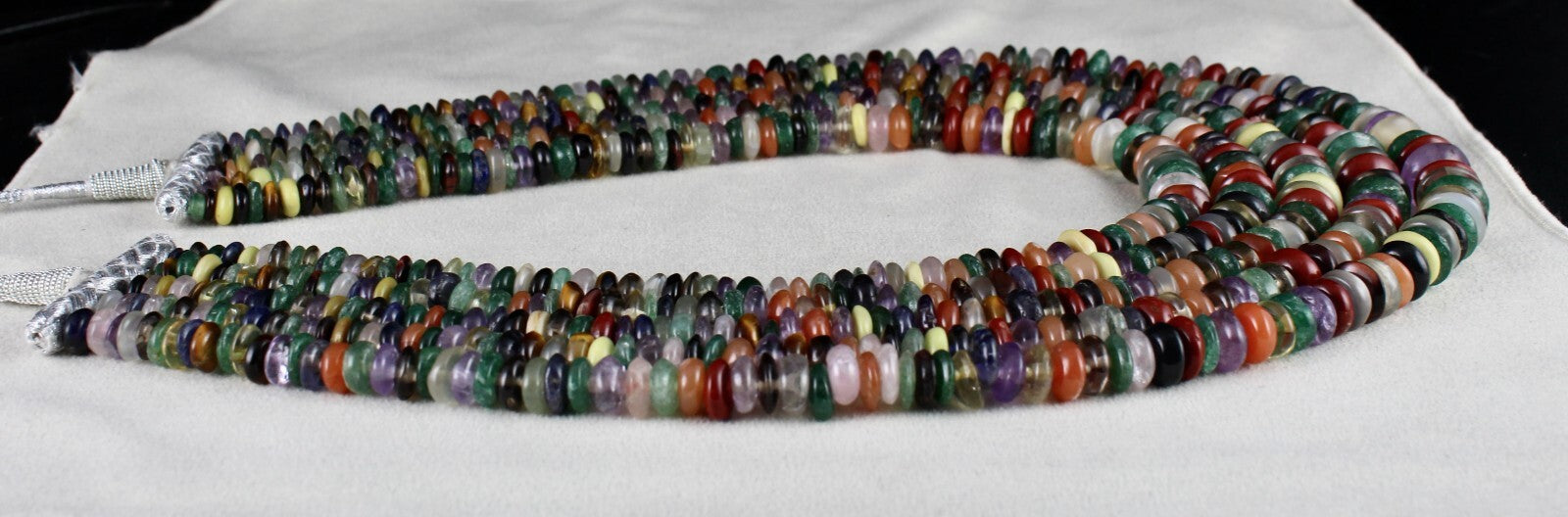 Vintage Multi Semi Precious Gemstone Beads Necklace 1576 Ct For Fashion