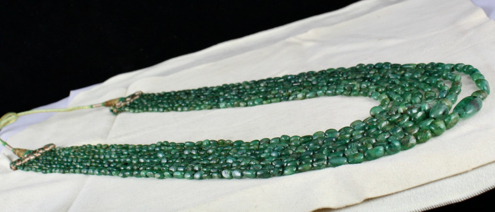 Certified Natural Emerald Beads Necklace 560 Ct Vintage Gemstone String Women