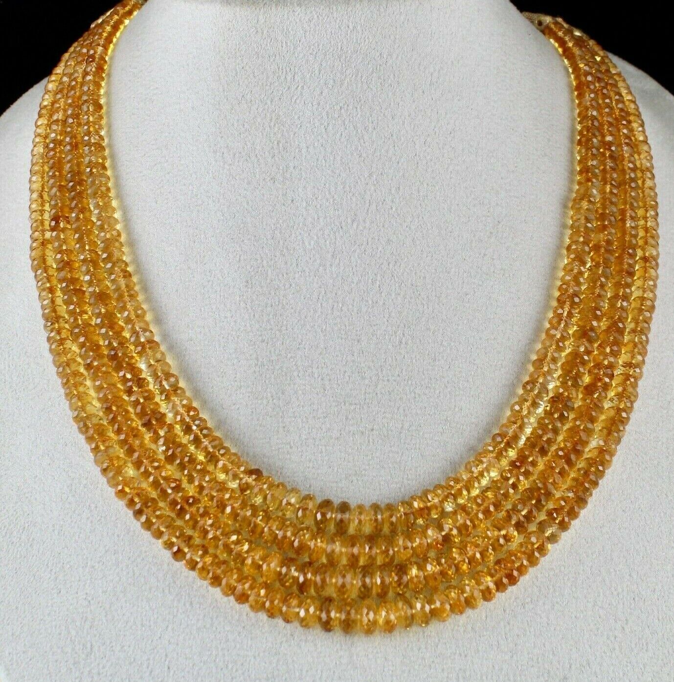 Natural Yellow Citrine Beads Faceted Round 4 L 631 Ct Gemstone Classic Necklace