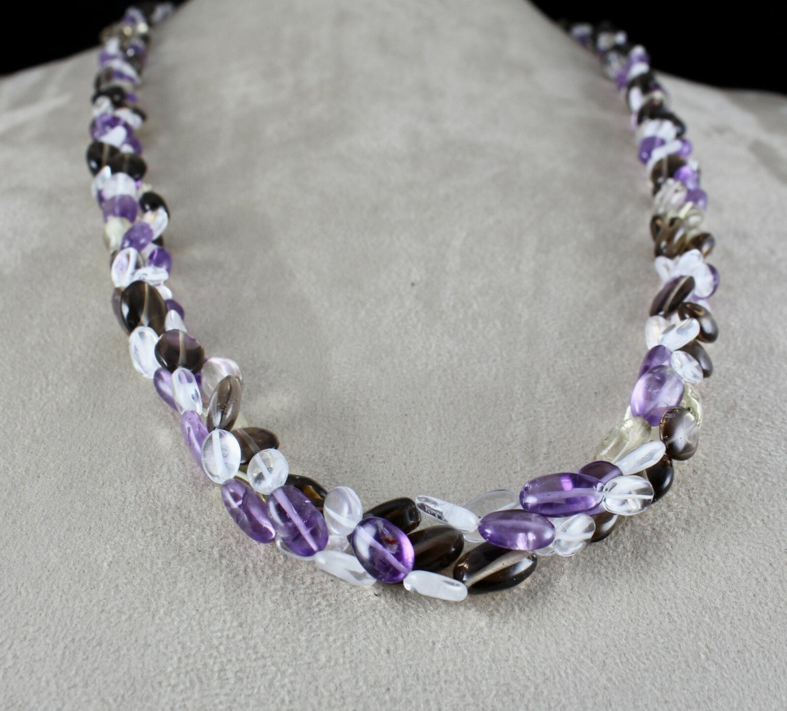 Multi Natural Amethyst Crystal Quartz 684 Cts Long Beads Necklace