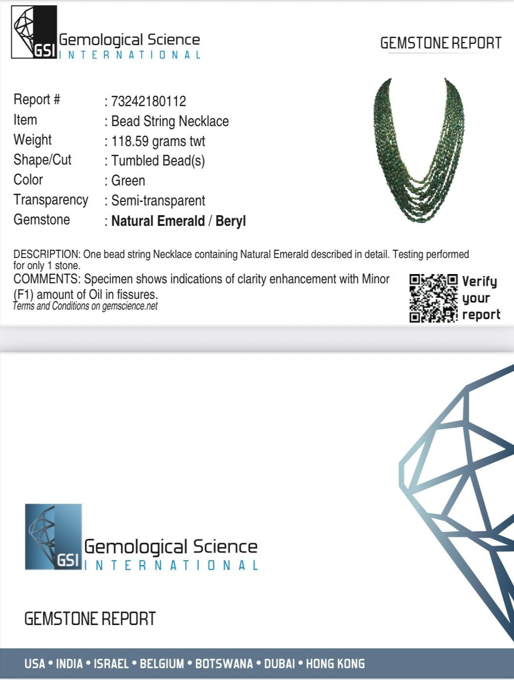 Certified Natural Emerald Beads Necklace 560 Ct Vintage Gemstone String Women