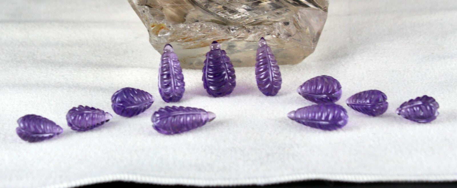 Natural Amethyst 11 Pcs 71 Cts Carved Drops Gemstone Earring Necklace Set