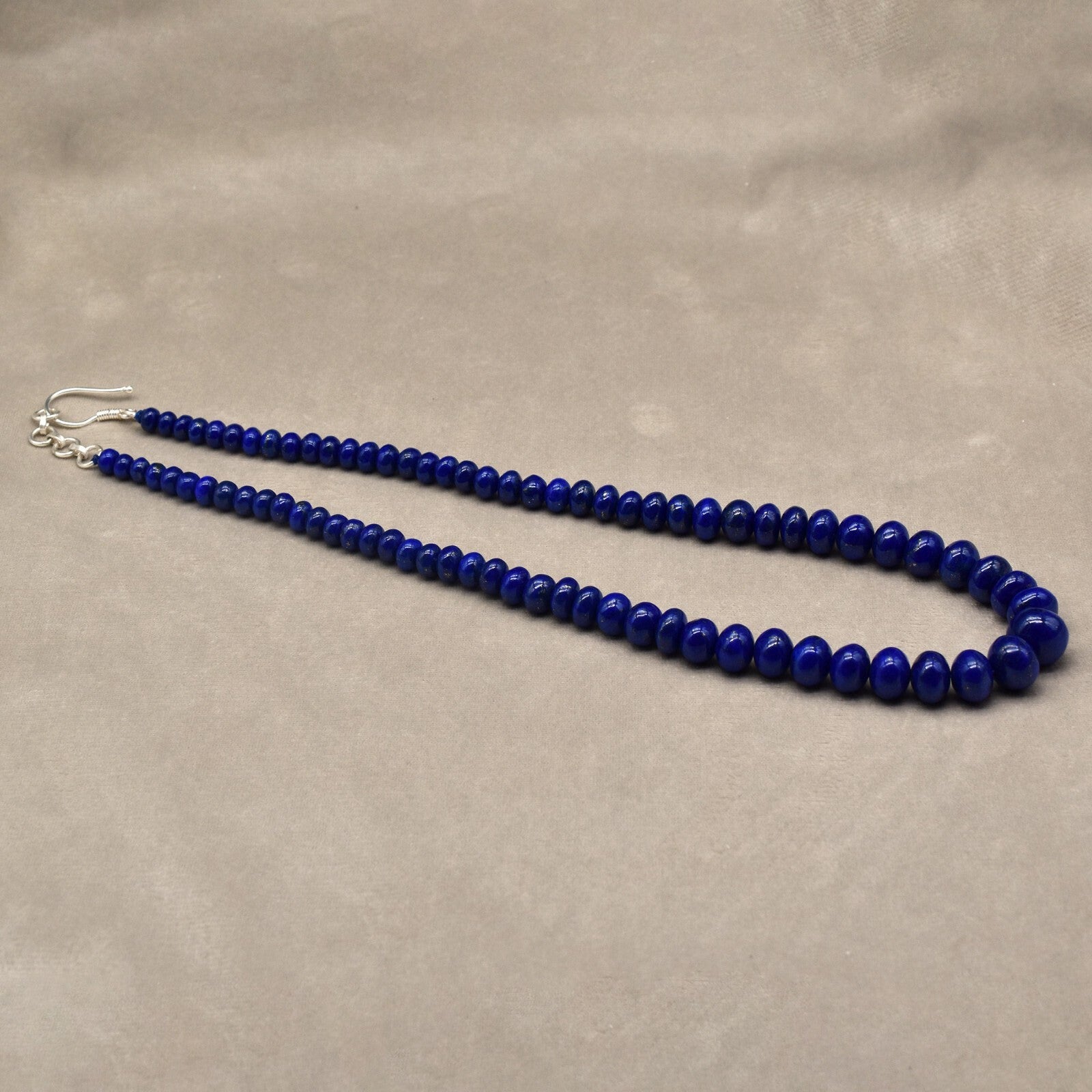 Natural Blue Lapis Lazuli 310 Ct Sterling Silver Gemstone Round Beads Necklace