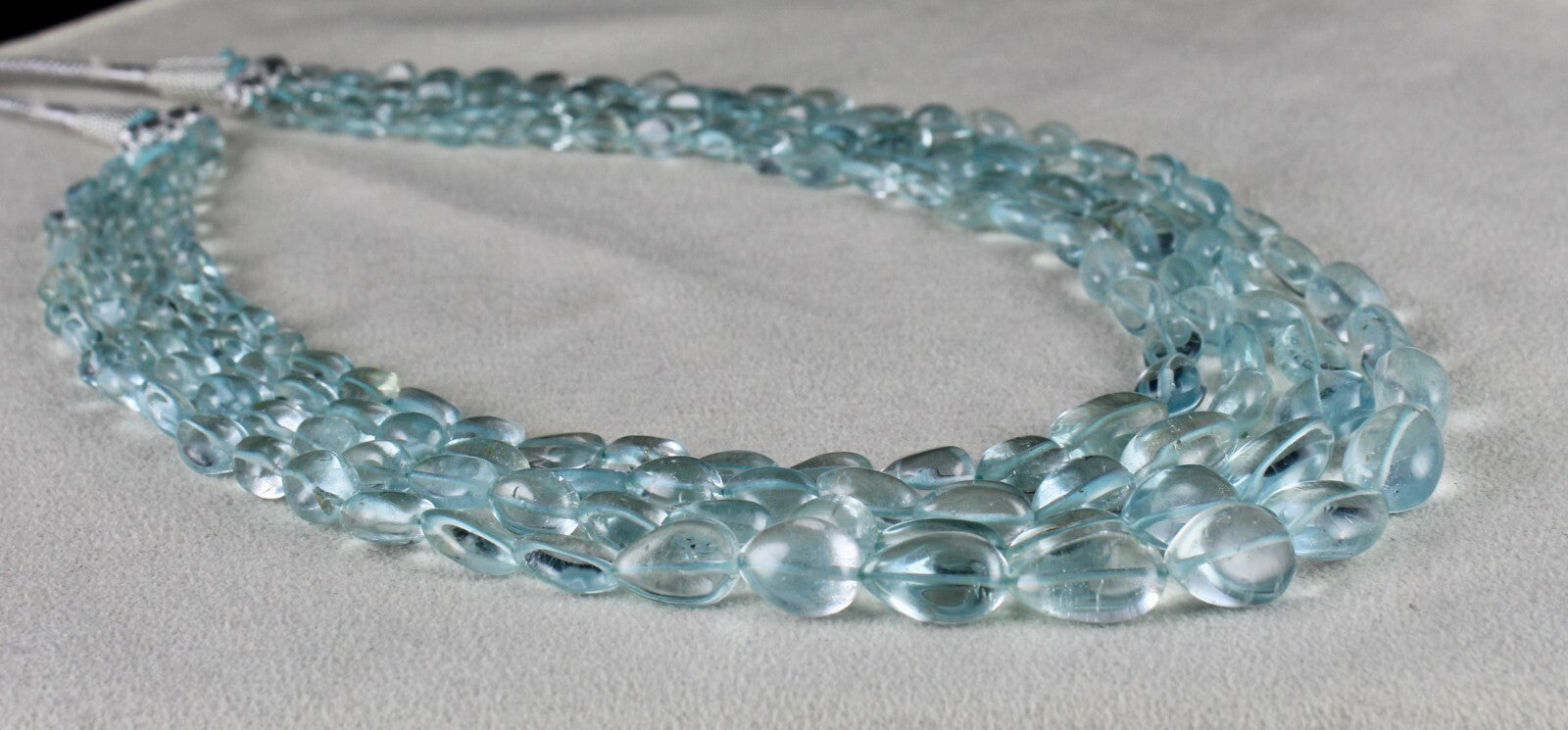 Certified Natural Blue Topaz 613 Ct Beads Drops Fine Necklace For Women