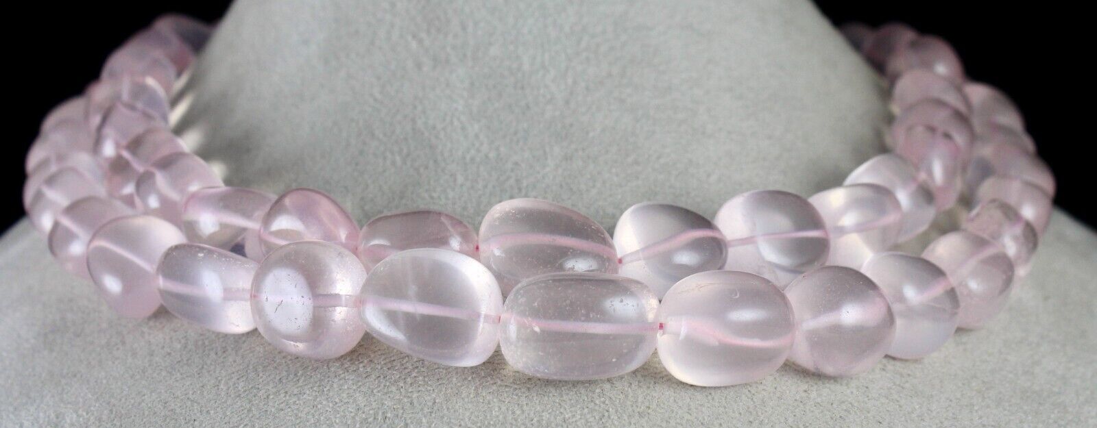 Fine Natural Rose Quartz Beads Nugget 2 L 1181 Ct Gemstone Fashion Pink Necklace