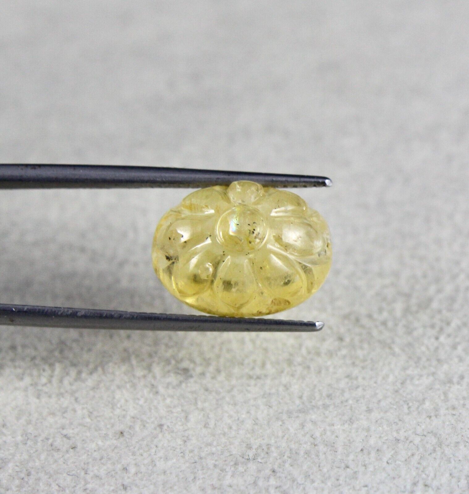 Natural Yellow Sapphire Oval Carved 15x11 mm 17.18 Cts Gemstone Ring Pendant