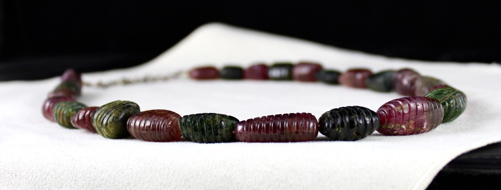 Certified Natural Multi Colour Tourmaline 849 Ct Carved Beads Ladies Necklace