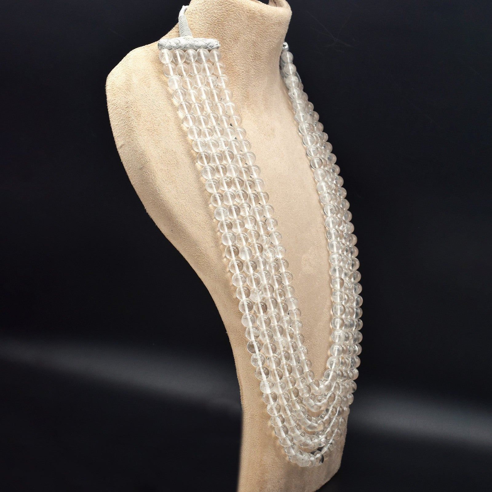 Natural Rock Crystal Quartz Round Beads Necklace 5L 1347 Ct Gemstone Fine String