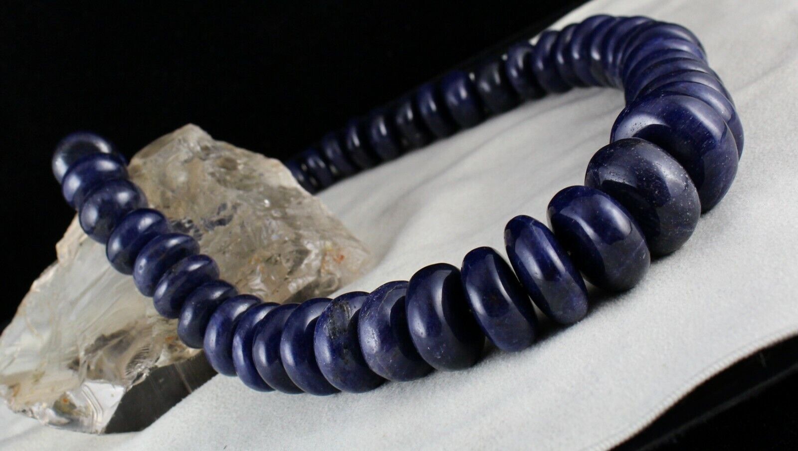 NATURAL BLUE JADE BEADS ROUND GEMSTONE 1 LINE 2085 CARATS LADIES SILVER NECKLACE