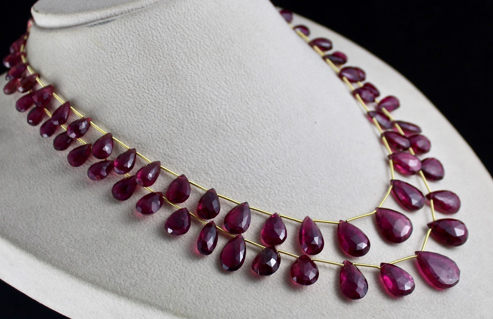 Certified Pink Tourmaline Rubellite 282 Ct Beaded Drop Gemstone Fashion Necklace