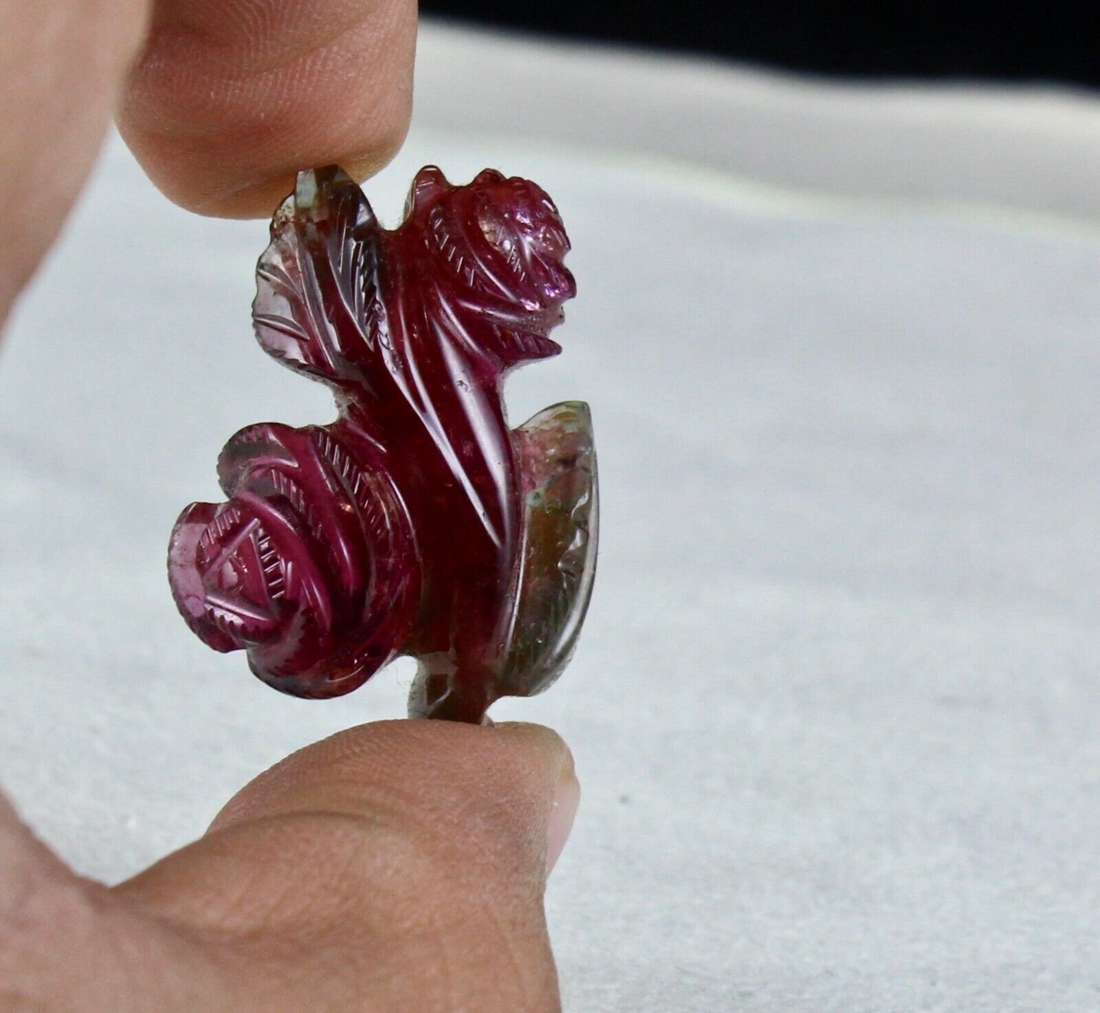 NATURAL MULTI TOURMALINE CARVED FLOWER 44.05 CARATS GEMSTONE FOR PENDANT DESIGN