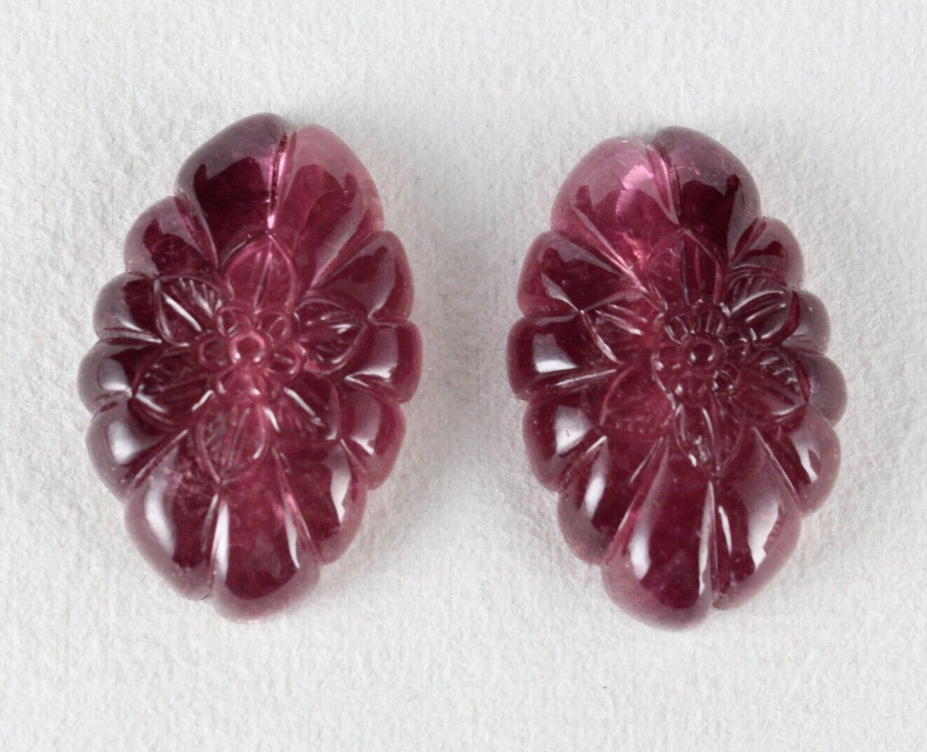 Certified Natural Rubellite Tourmaline 108.77 Ct Oval Engraved Gemstone Earrings