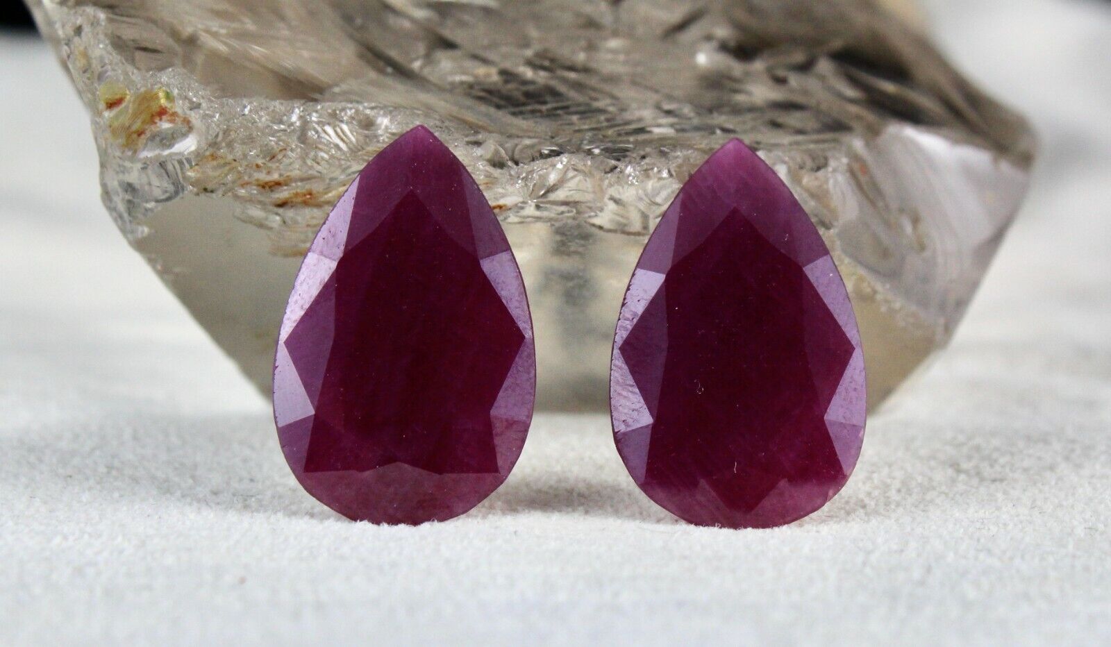 NATURAL UNTREATED RUBY PEAR CUT 2 PCS 36.58 CTS GEMSTONE PAIR DESIGNING EARRING