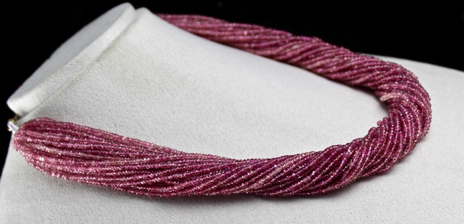 NATURAL PINK TOURMALINE BEADS FACETED 915 CTS GEMSTONE LADIES SILVER NECKLACE