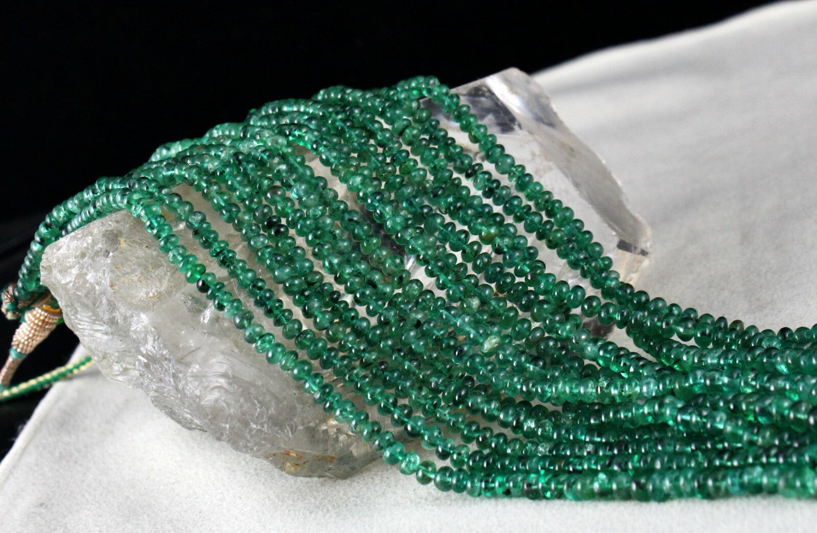 Certified Natural Emerald Beads 495 Ct Round Gemstone Party Necklace