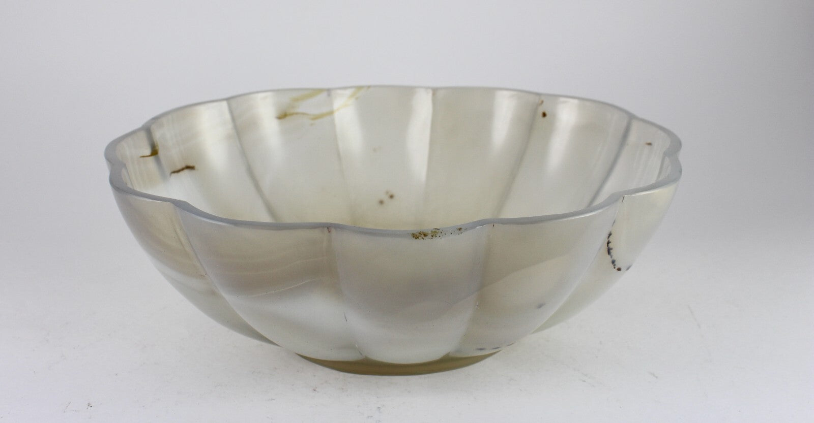 Certified Handmade Natural Chalcedony 2410 Ct Carved Oval Gemstone Bowl Decor