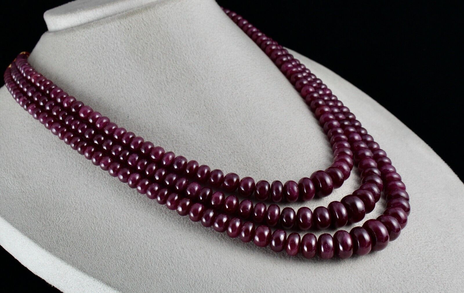 NATURAL UNHEATED RUBY BEADS ROUND 3 LINE 1190 CTS 16 MM BIG GEMSTONE NECKLACE