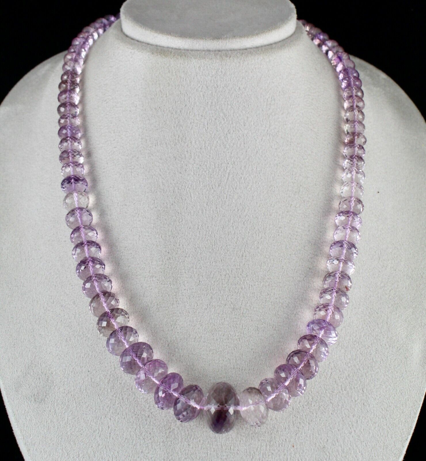 NATURAL PINK AMETHYST BEADS FACETED ROUND 663 CTS GEMSTONE FASHION NECKLACE