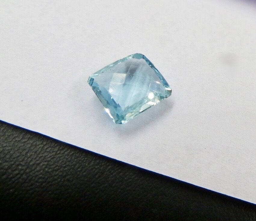Natural Blue Aquamarine Square Cut Gemstone 4.76 Carats Ring Pendant Designing
