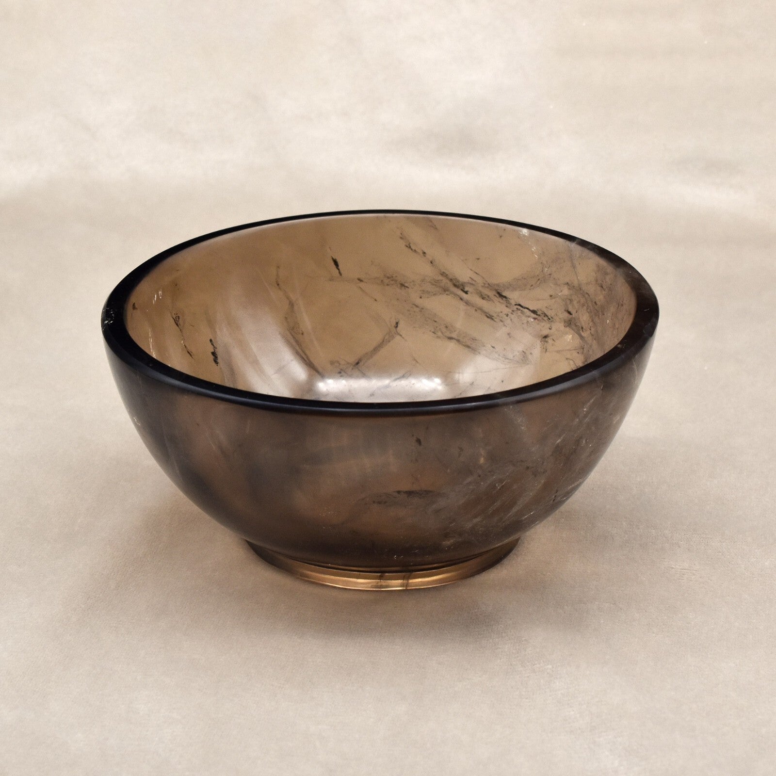 Certified Handmade Natural Smoky Quartz 2242 Ct Carved Round Gemstone Bowl Decor