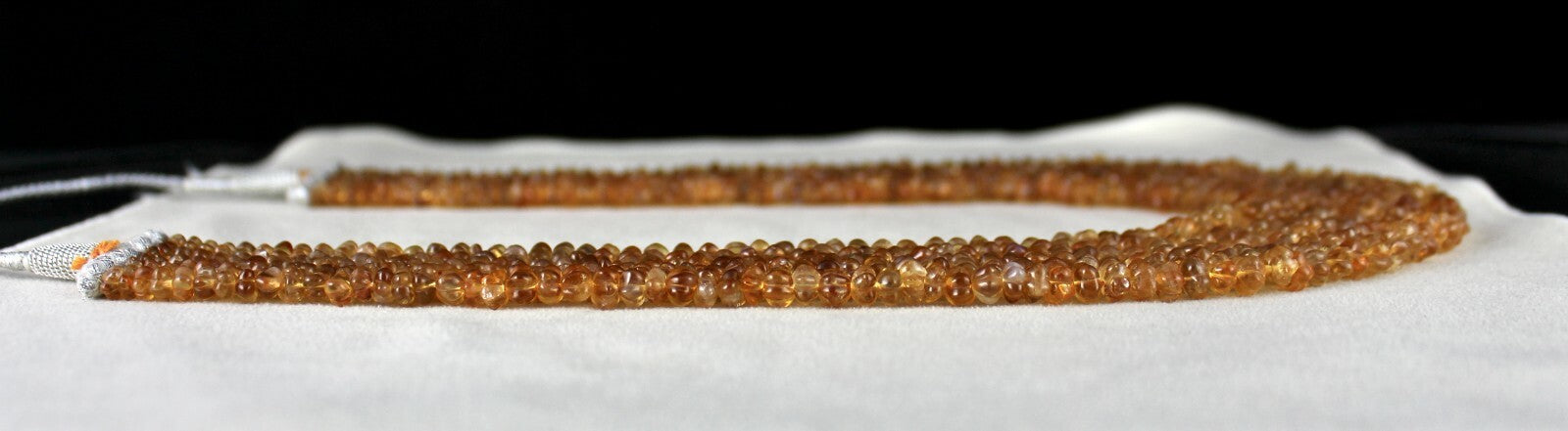 Certified Natural Yellow Citrine 675 Ct Carved Melon Gemstone Necklace