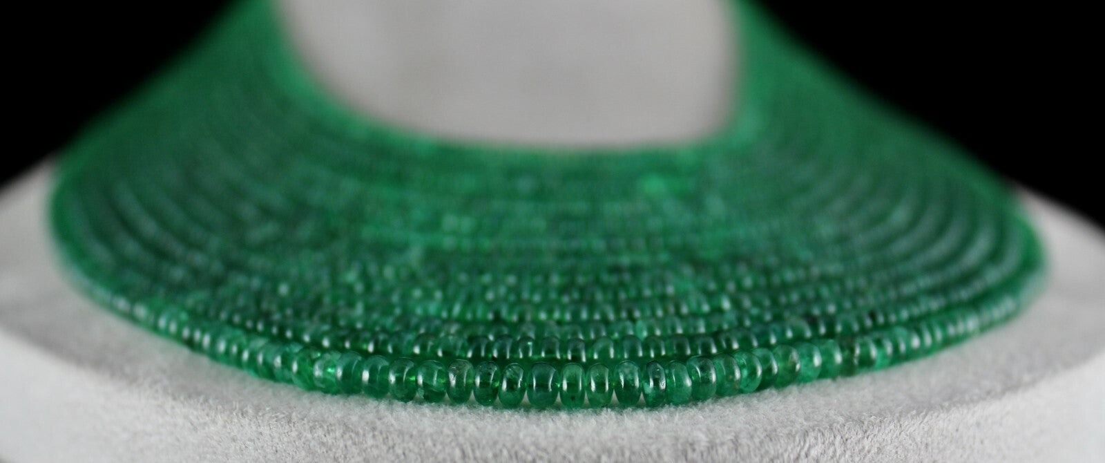 Natural Zambian Emerald Beads Necklace 871 Carat 13 Line Certified Gemstone