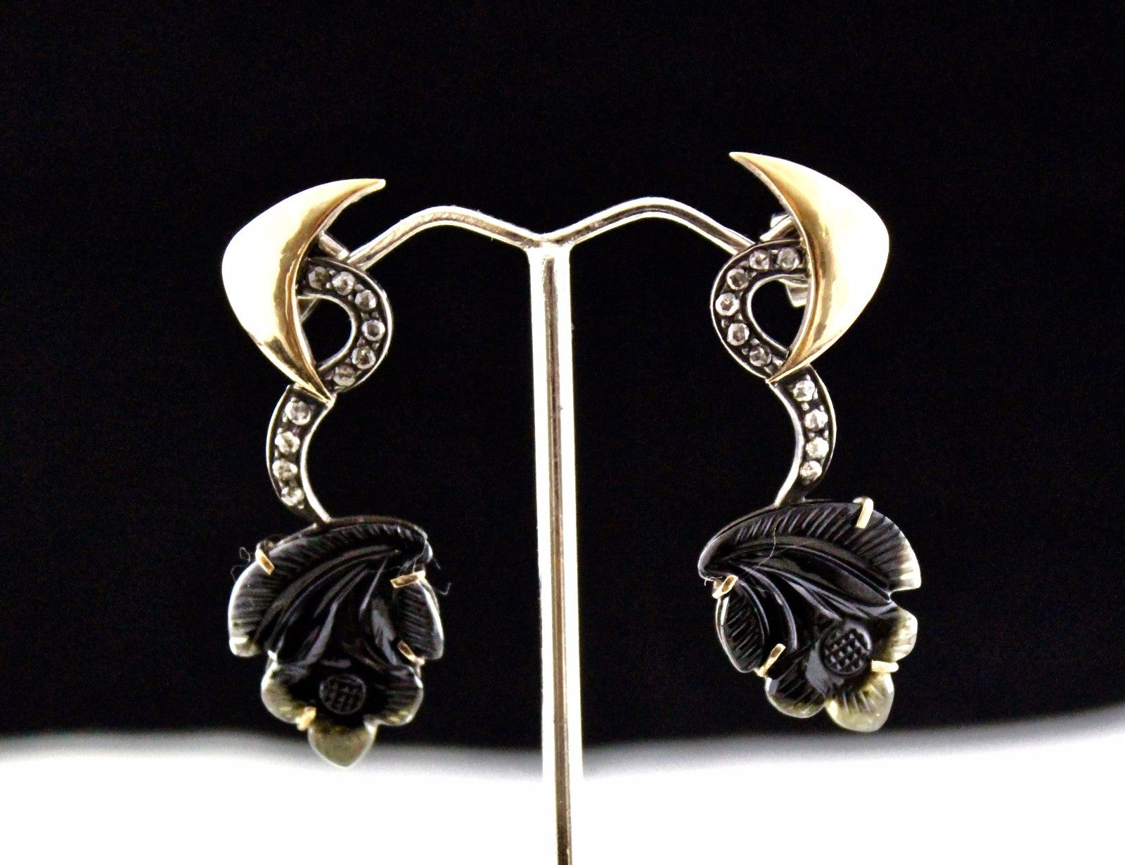 Victorian Natural Multi Tourmaline & Diamond Earring Stud 18k Gold Silver 10ct