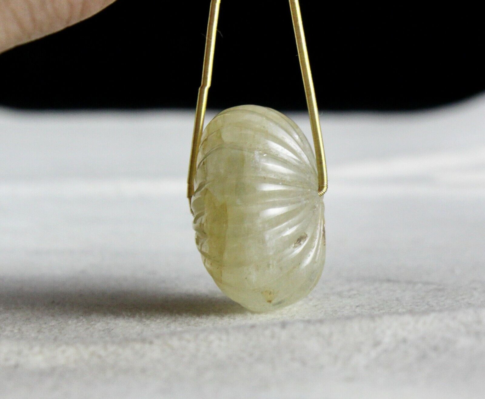 NATURAL YELLOW SAPPHIRE BEAD CARVED MELON 1 PCS 68.25 CARATS GEMSTONE DESIGNING