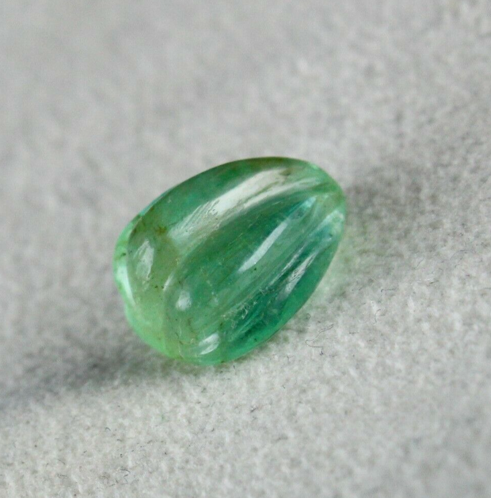 Natural Colombian Emerald 7.22ct Carved Melon Loose Gemstone Ring Pendant