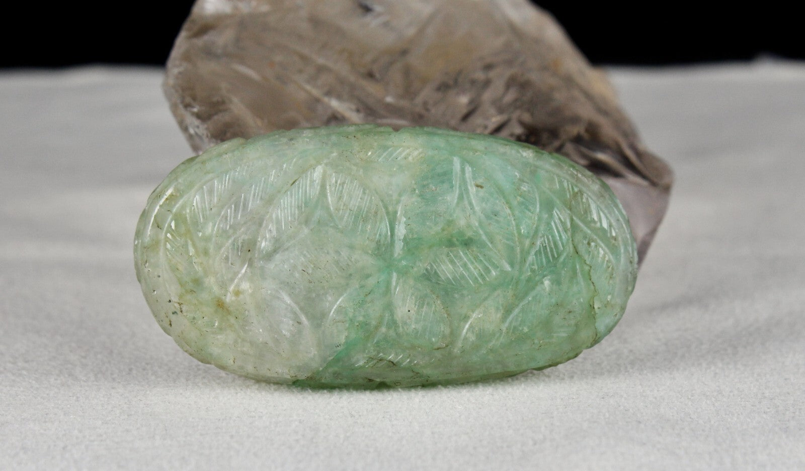 Certified Mughal Carved Emerald Quartz 10ct Ruby Natural Diamond 22k Gold