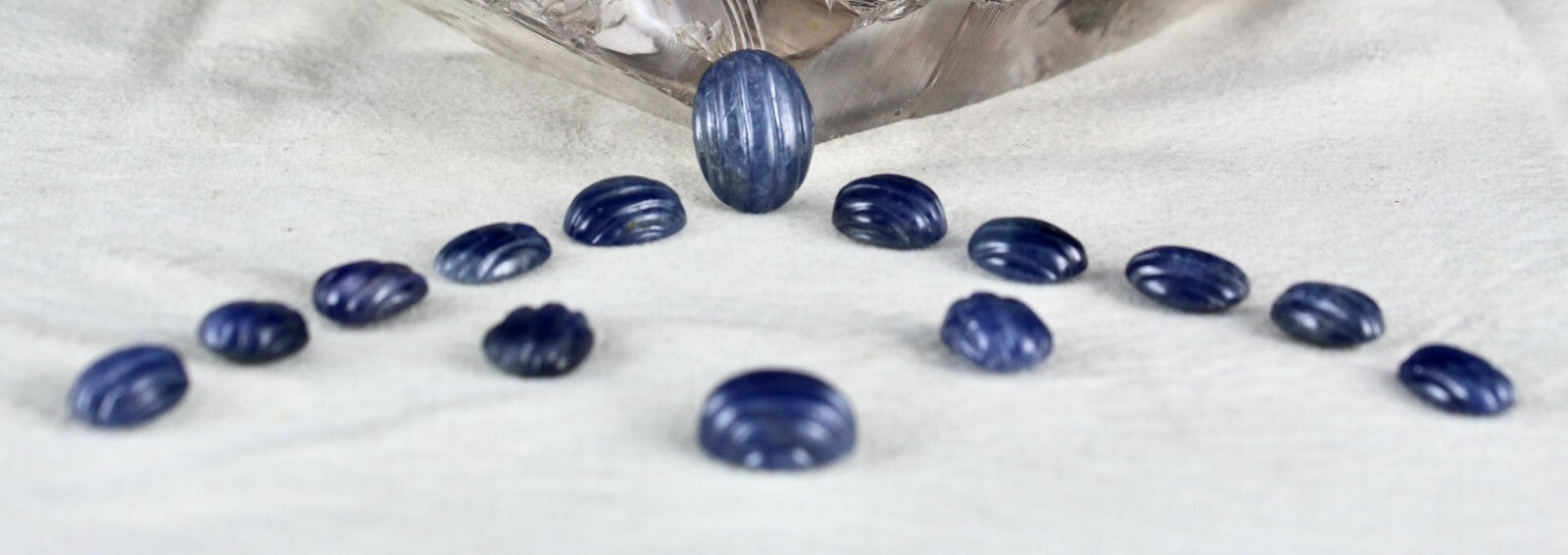 Certified Natural Untreated Blue Sapphire Oval Gemstone Set 14 Pcs 65.60 Ct