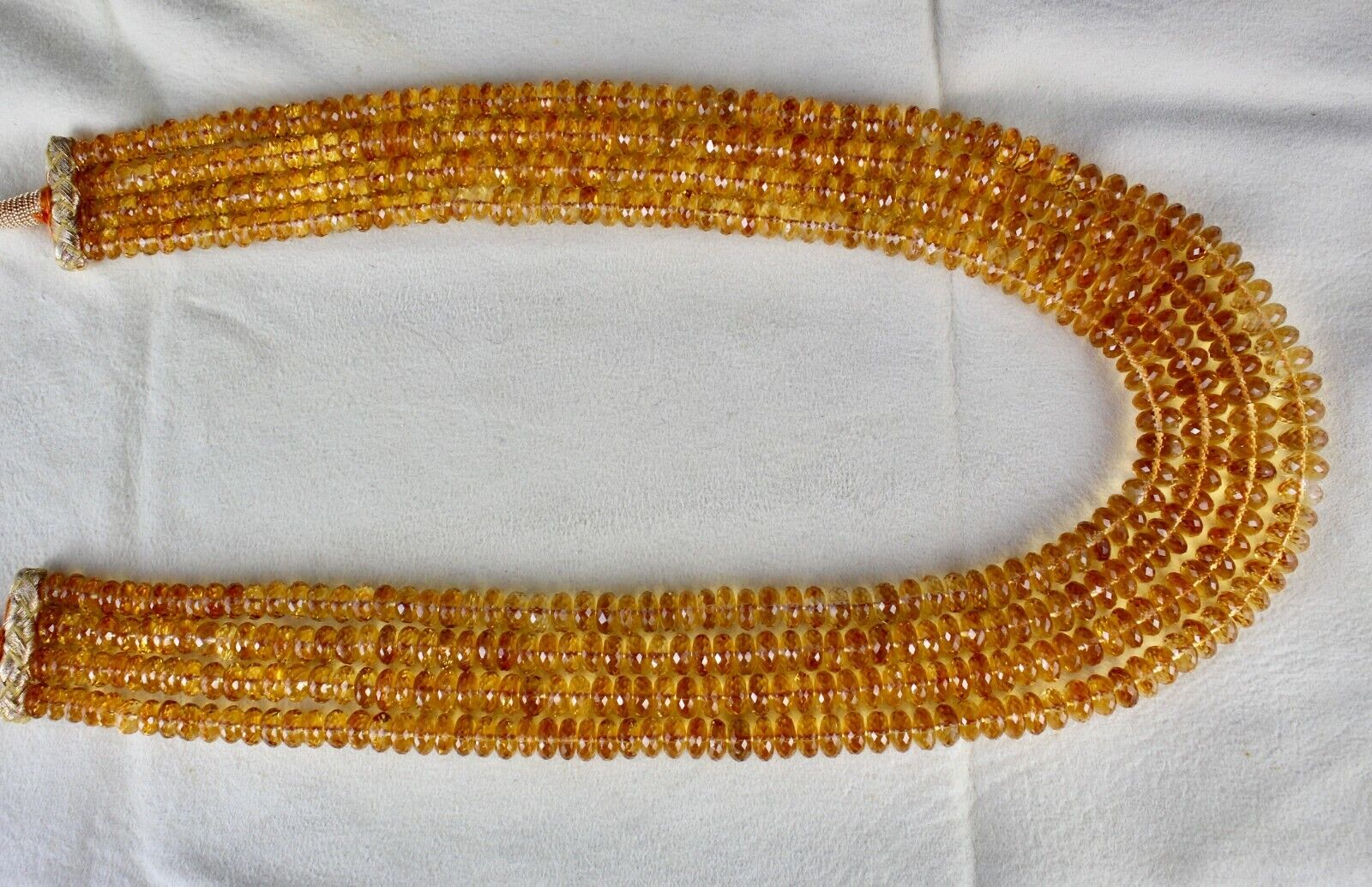 Natural Yellow Citrine Beads Faceted Round 4 L 631 Ct Gemstone Classic Necklace