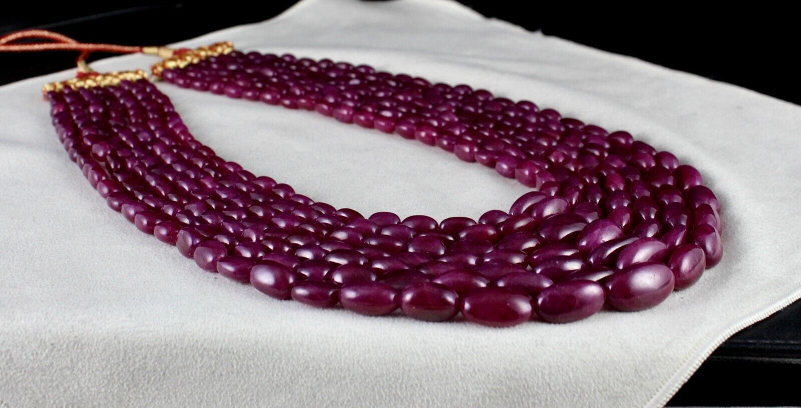 Certified Natural Ruby Beads Cabochon 7L 1781 Ct Red Gemstone Important Necklace