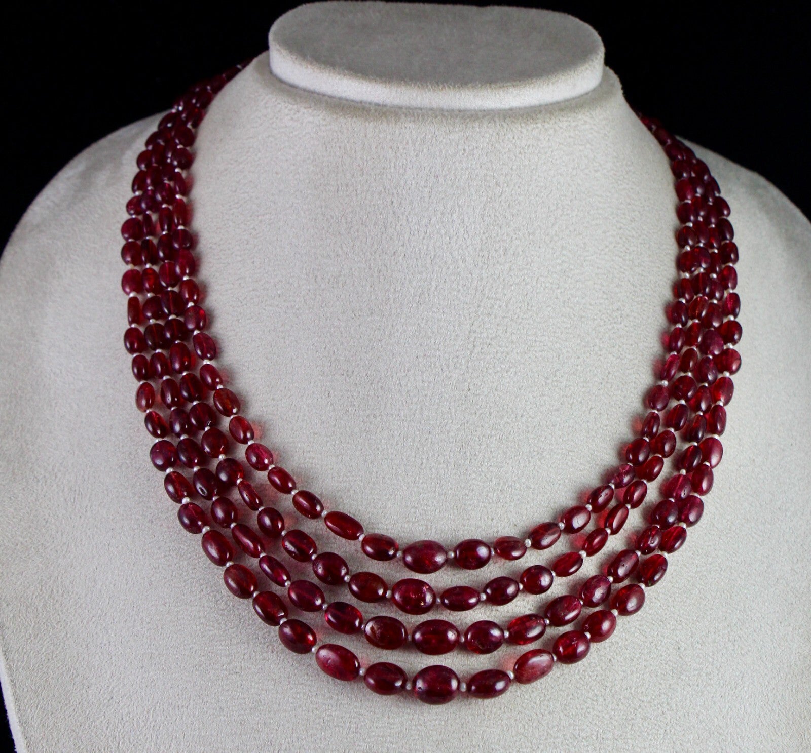 Certified Natural Red Spinel Beads Pearl Necklace 434 Ct 4l 408 Ct Gemstone