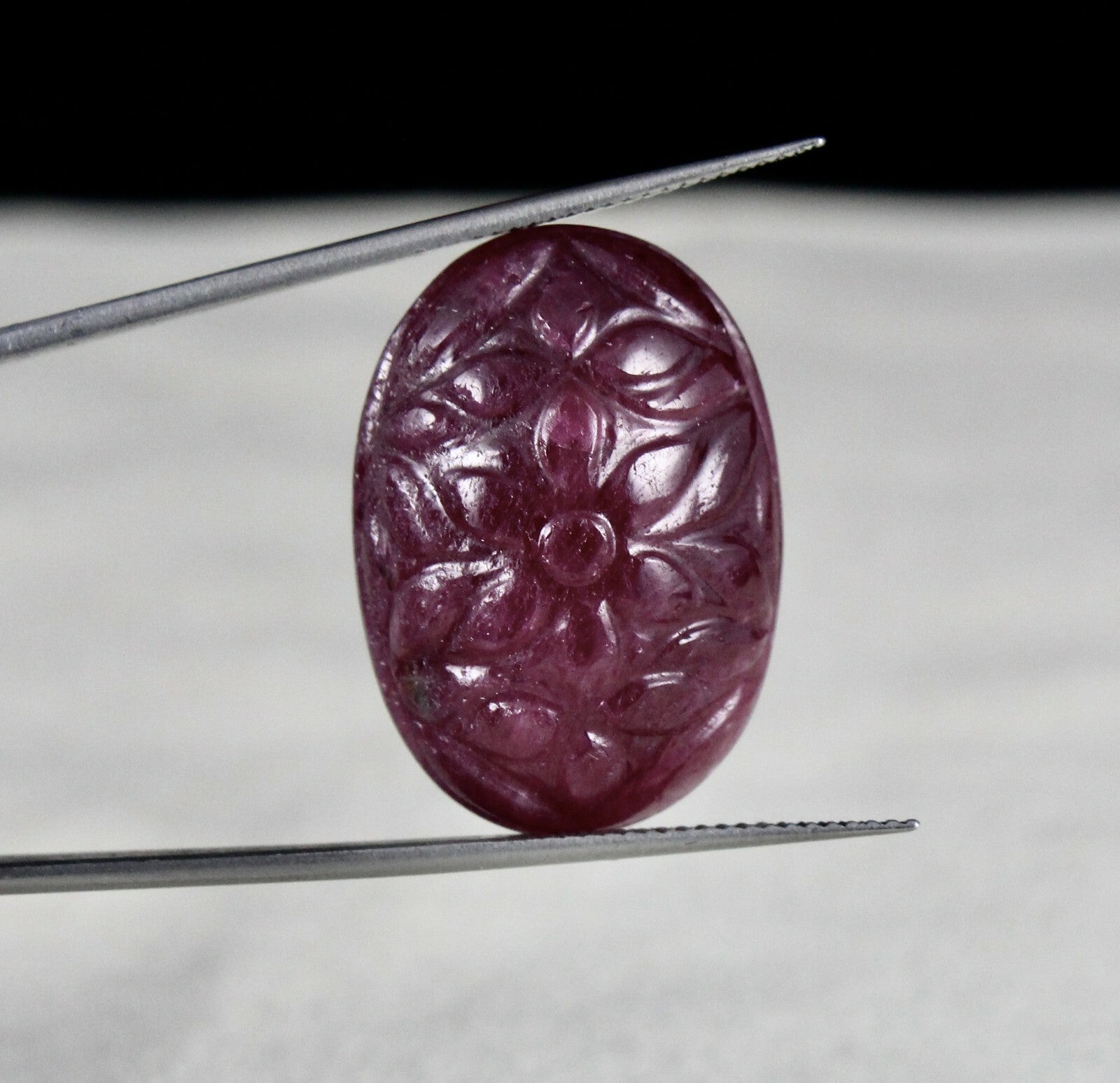 Certified Natural Ruby 45.57ct Carved Oval 26mm Loose Gemstone Pendant Ring