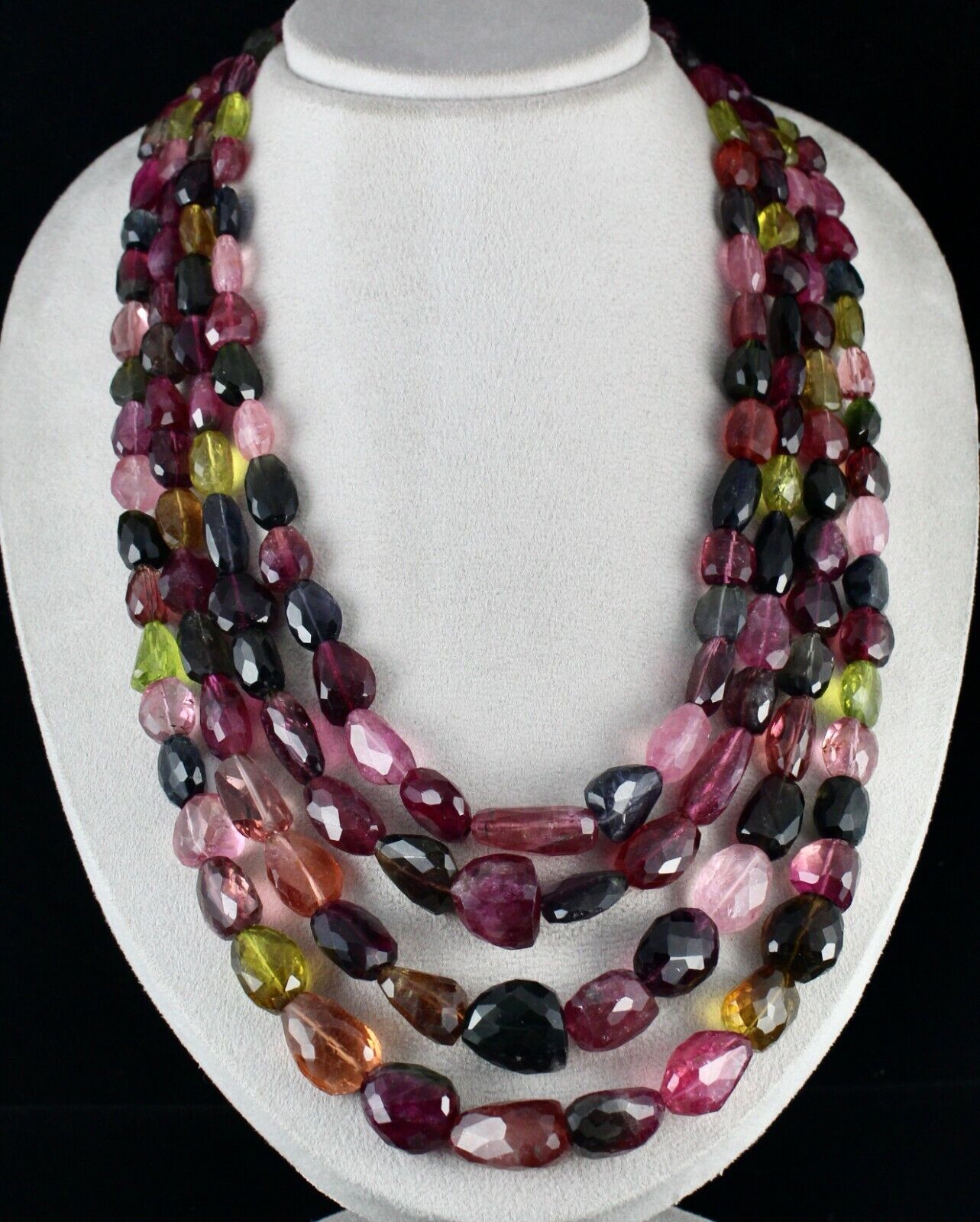 Natural Multi Tourmaline Beads Cut Nugget 4 L 2221 Ct Gemstone Necklace