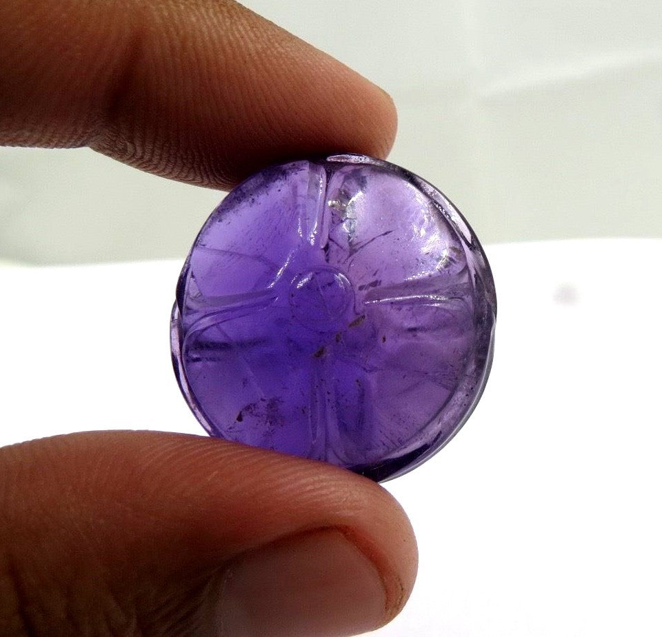 Natural Amethyst 87ct Carved Round Ball Gemstone 27mm For Pendant