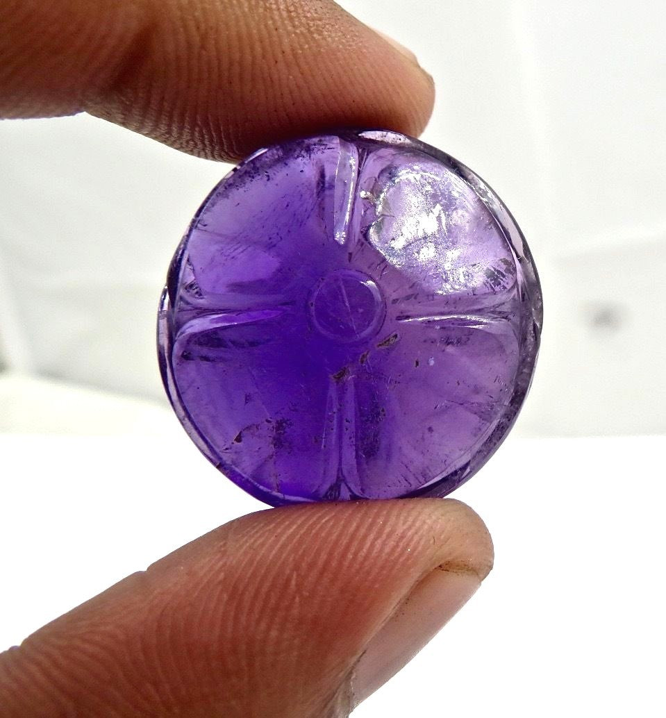 Natural Amethyst 87ct Carved Round Ball Gemstone 27mm For Pendant