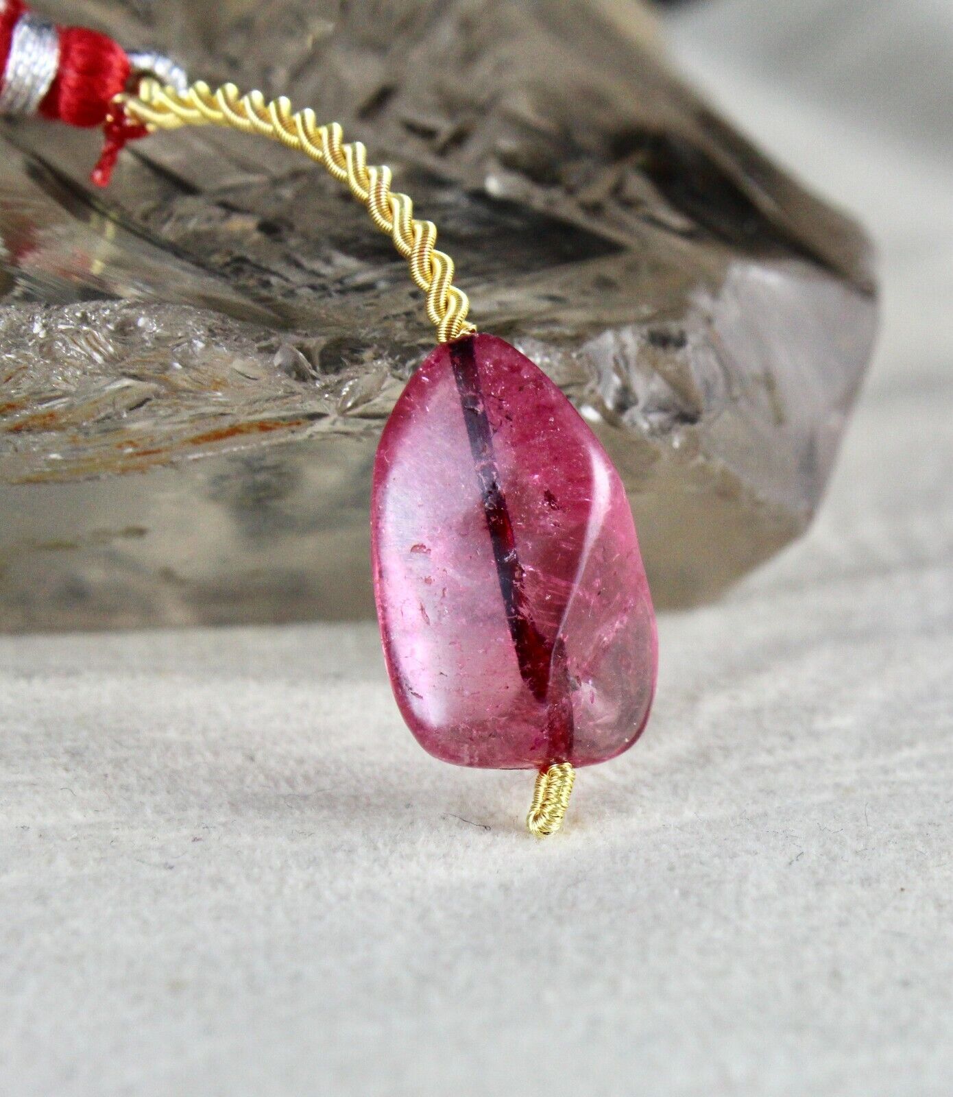 NATURAL PINK TOURMALINE CABOCHON DRILLED BEAD 15 CTS GEMSTONE HANGING PENDANT